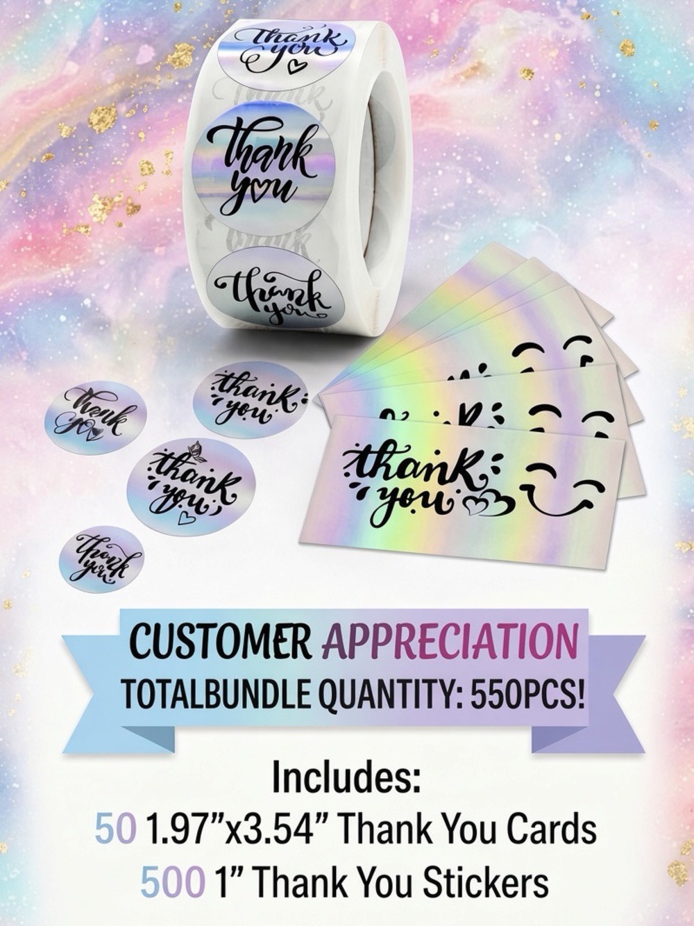 550PC Bundle 50 Cards & 500 Stickers